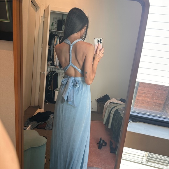 REVOLVE Light Blue Plunging V-Neck Maxi Dress - Picture 4 of 6